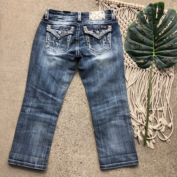 New Miss Me Distressed Easy Crop Jeans Size 27 - Picture 5 of 7
